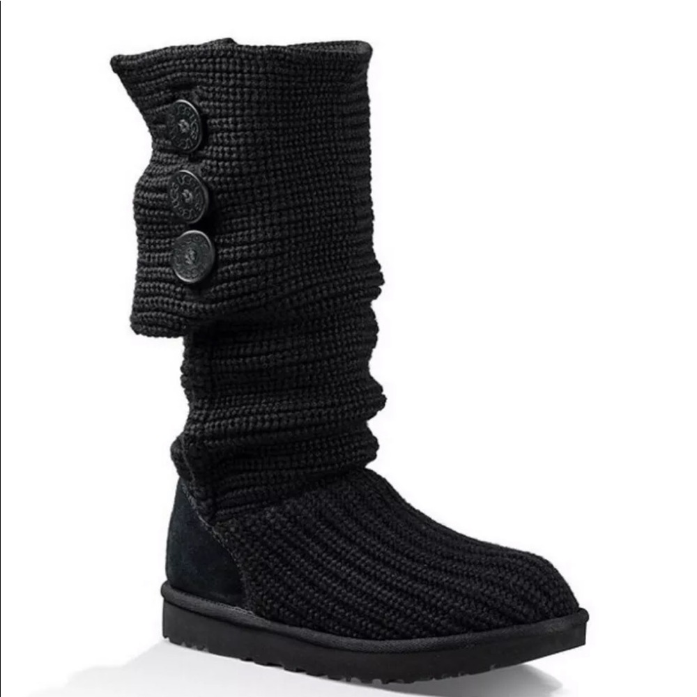 UGG black classic knit boots